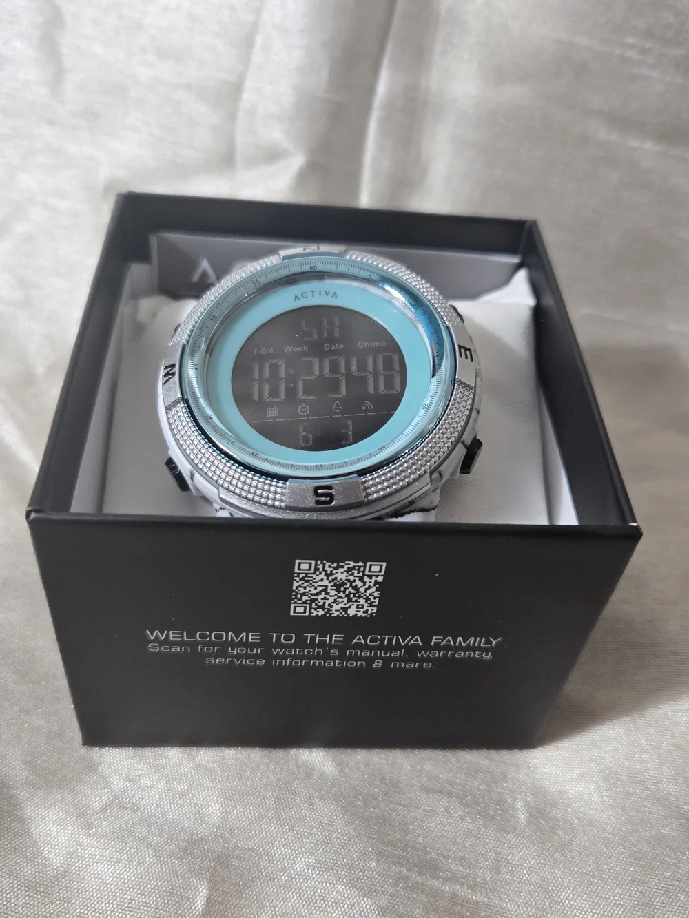 Ativa Summit X White Marble Digital Sports Watch - Turquoise Dial